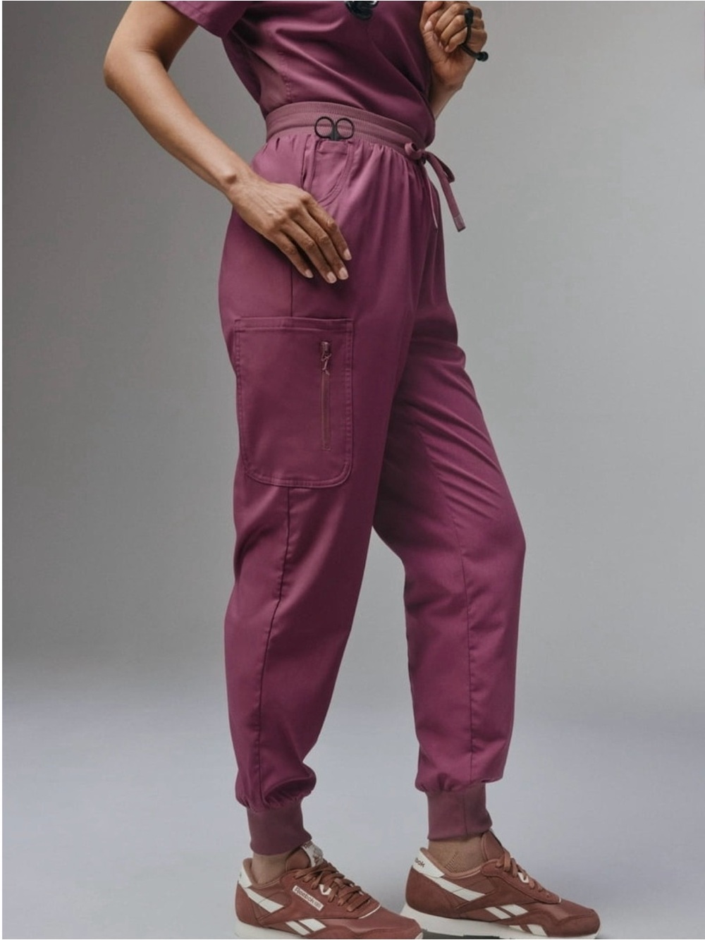 Reebok Women's Scrub Jogger Pants 3XL Damson Stretch Cargo 5 Pocket Workwear